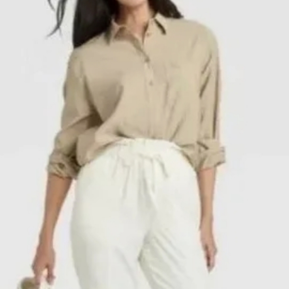 ❤️10/$10 New a new day Light Tan Casual Button Down Shirt